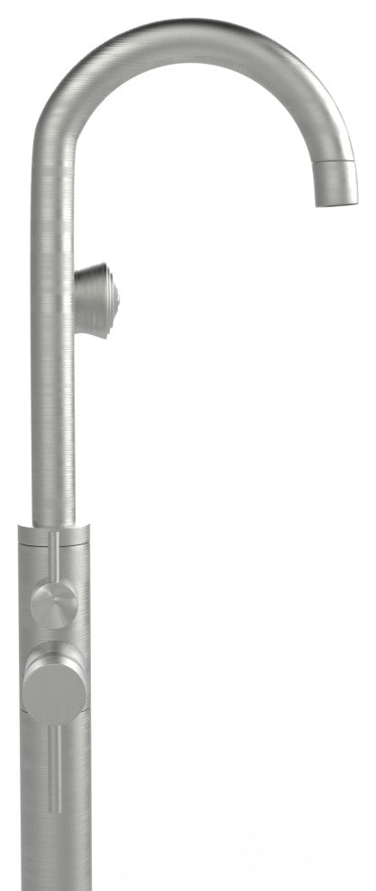 CastelloUSA Neptune Freestanding Tub Filler Faucet, Brushed Nickel, Float Handle