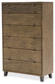 Aico Amini Del Mar Sound 5 PC E King Panel Bed Set w Chest in Boardwalk