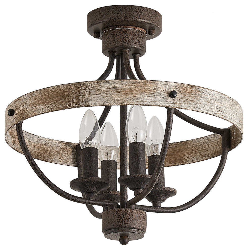 15.4 in 4-Light Industrial Flush Mount Ceiling Lighting
