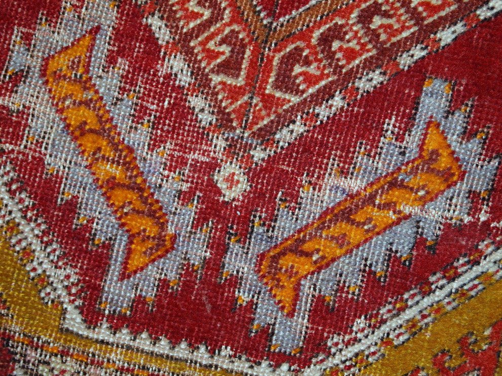 Handmade antique collectible Turkish Yastik rug 1.4' x 2.8' ( 44cm x 86cm ) 1920