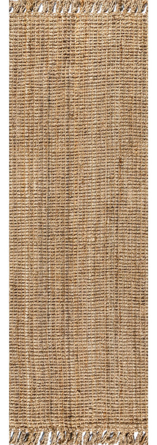 Pata Hand Woven Chunky Jute With Fringe Area Rug