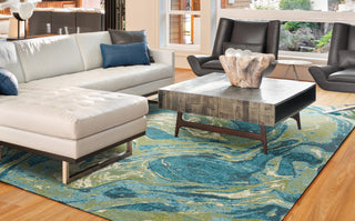 Watercolors Teal Geode Plush Area Rug, 3'3"x4'11"