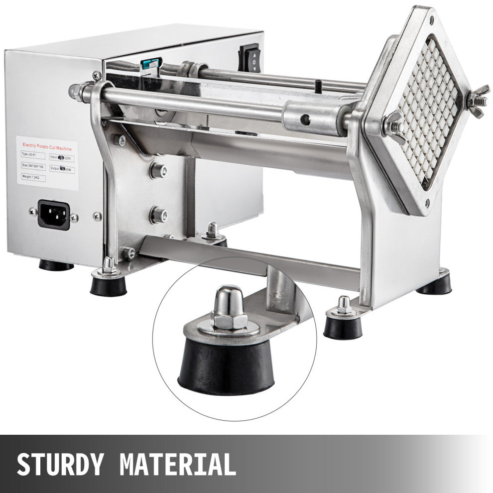 Electric French Fry Cutter with 6mm 9mm 13mm and 8-Wedge Blade