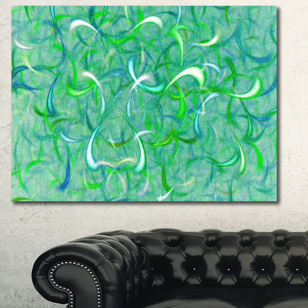 Green Watercolor Fractal Pattern, Abstract Art on Canvas, 40x30