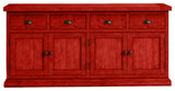 80" Rustic Sideboard Buffet, Persimmon Red