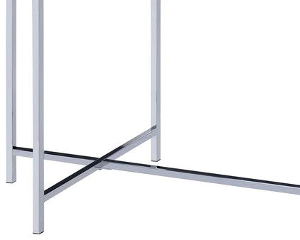Benzara BM204502 Contemporary Marble Top Sofa Table , Gray and Silver