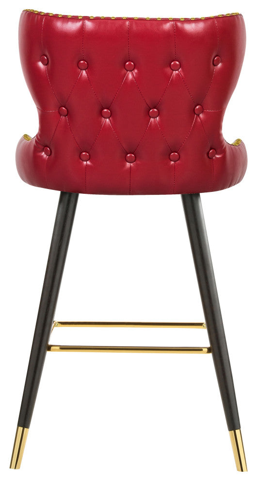 Hendrix Faux Leather Upholstered Bar Stool, Set of 2, Red