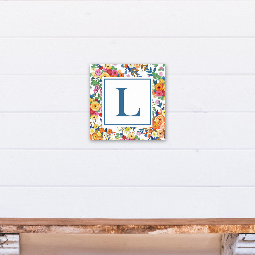 Wildflower Monogram - L 12x12 Canvas Wall Art