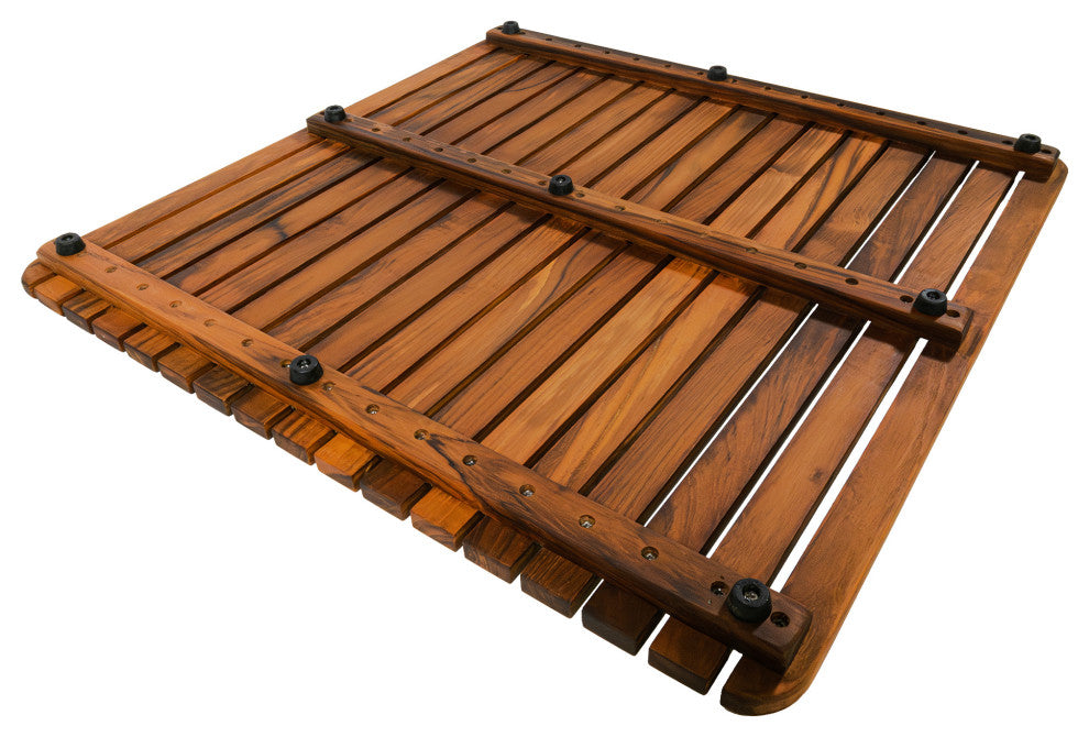 Nordic Style Teak Oiled Square Shower and Bath Mat 24"x24"