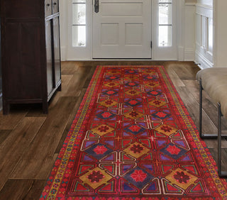 Vintage Distressed Keenan Red/Gold Runner, 4'8x10'7