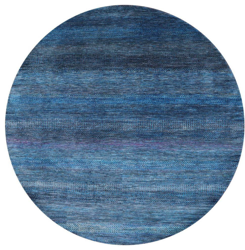 7' Round Wool and Silk Hand-Knotted Super Savannah Gabbeh Rug Q6875