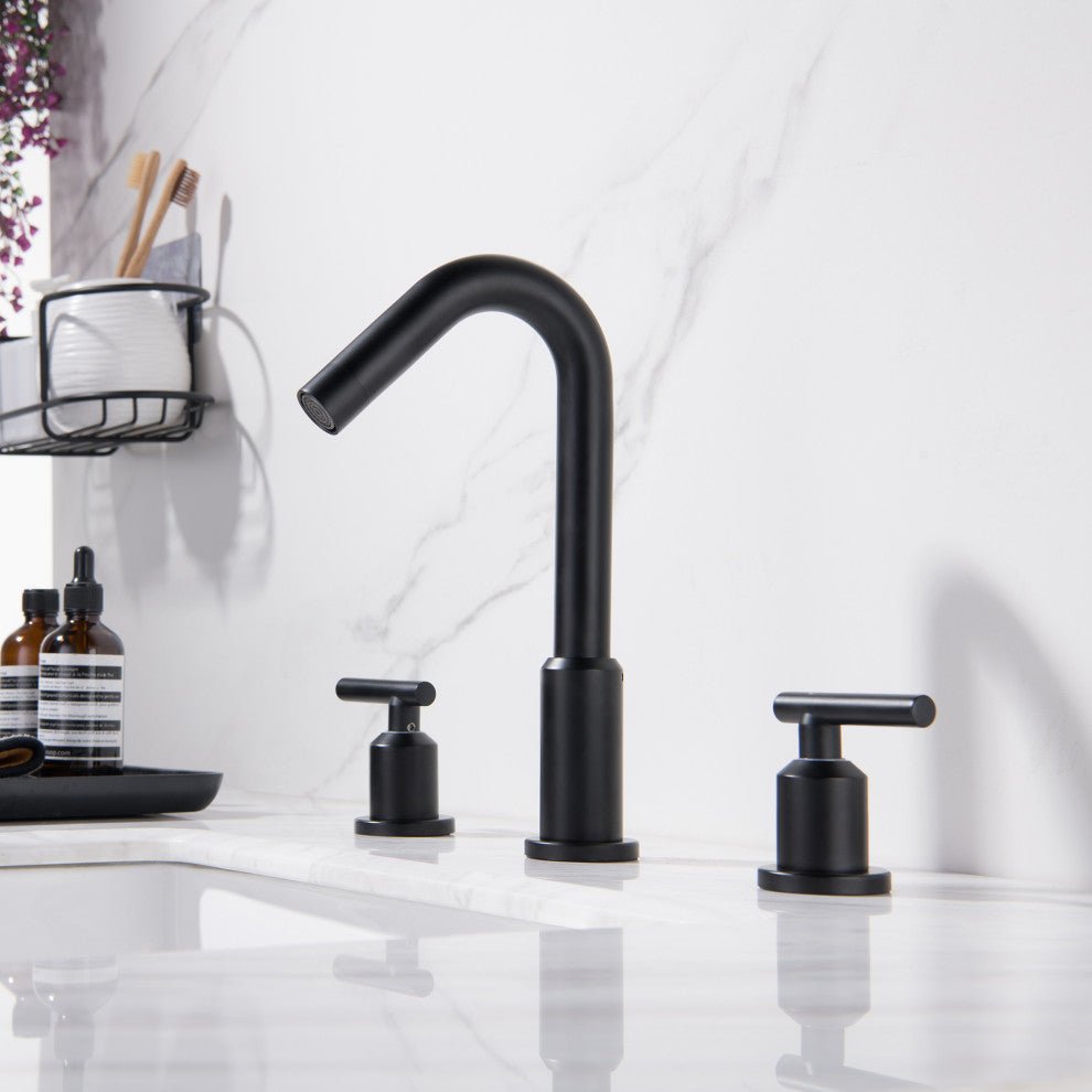 Deck Mounted Dual Handles High-Arc Widespread Bathroom Faucet