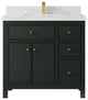 Sonoma 36 Center Sink Reeded Bath Vanity in Dark Forest Green 2" Calacatta Nuvo