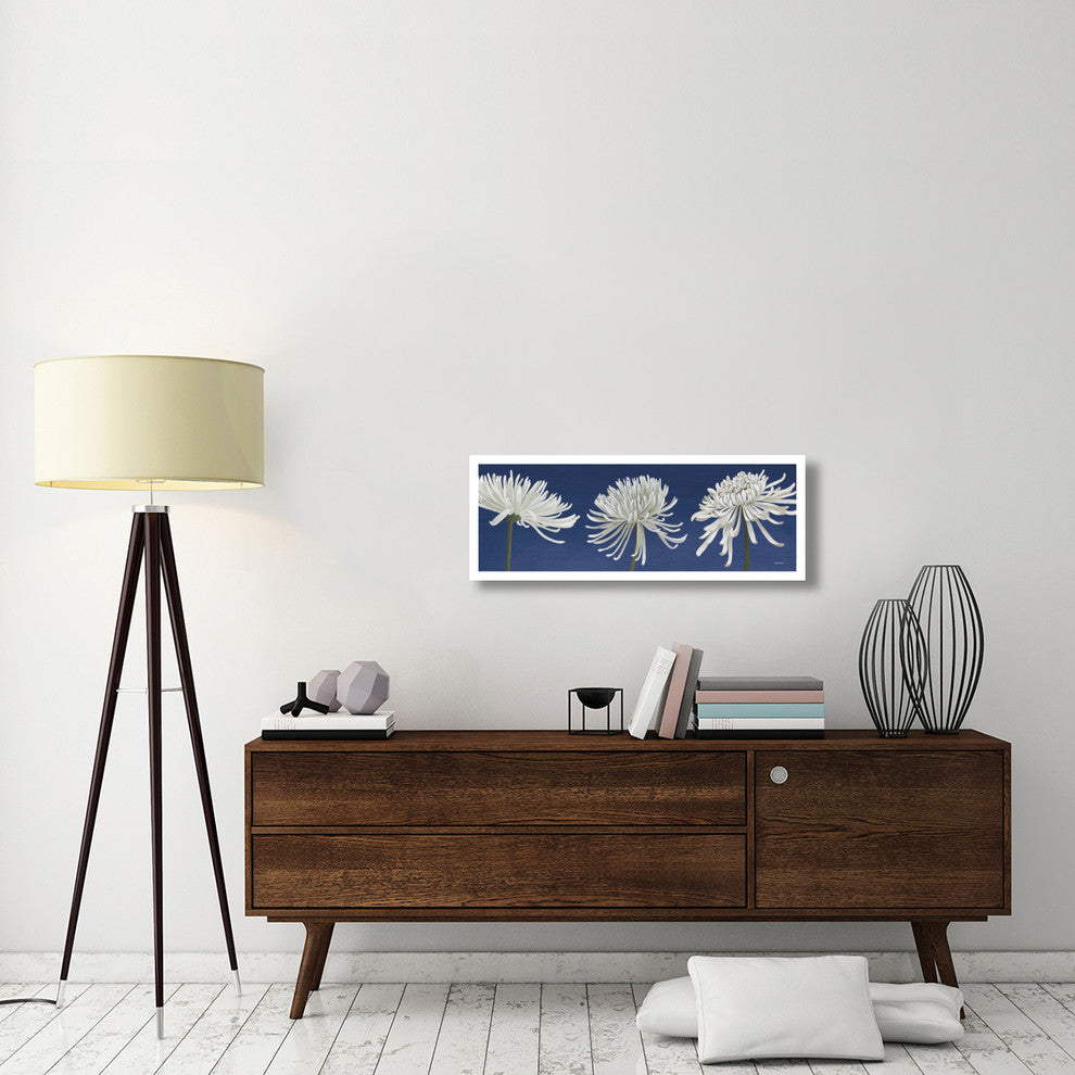 "Morning Chrysanthemums V Indigo" Paper Print by Kathrine Lovell, 38"x14"