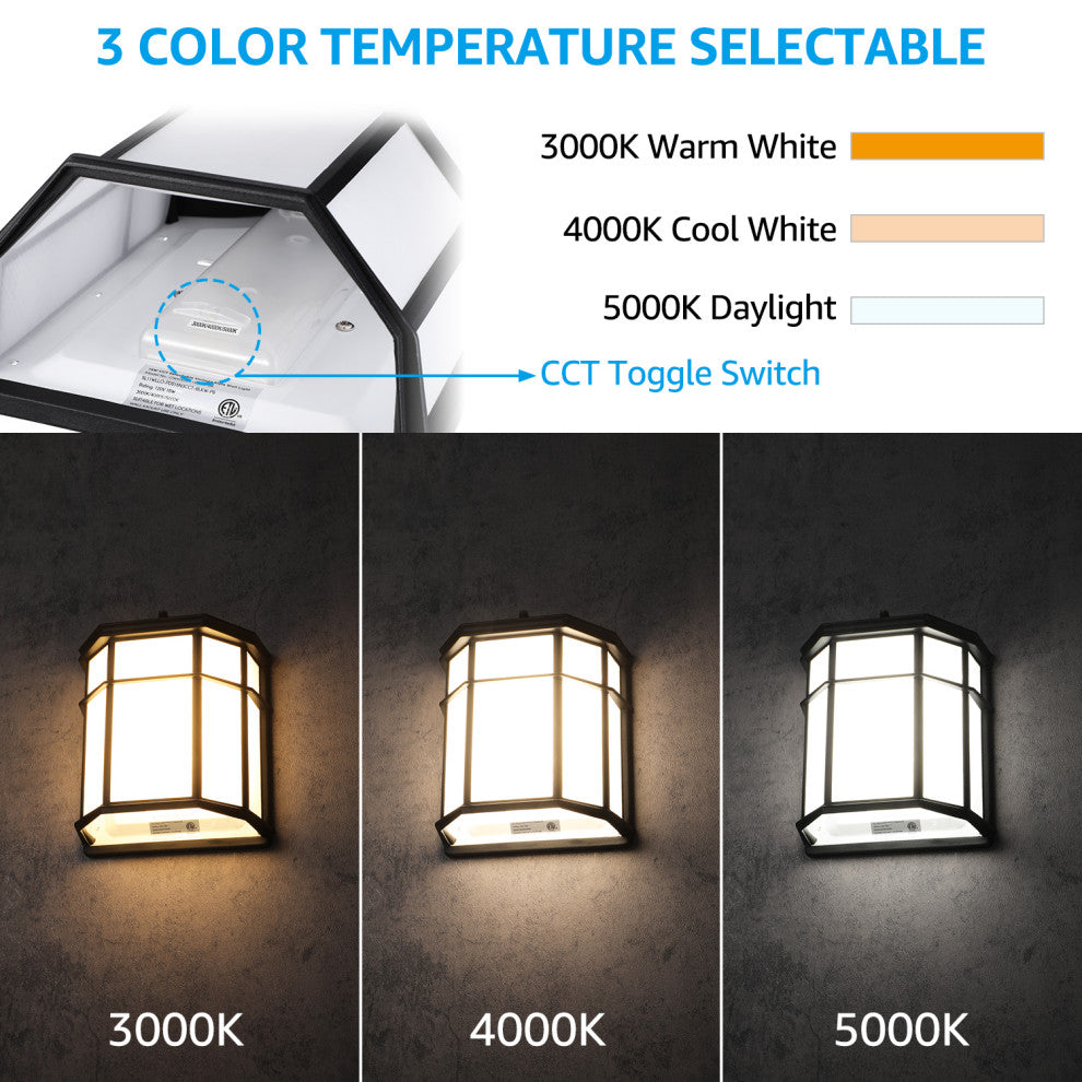 4-Pack 3CCT Outdoor Wall Light, Dusk to Dawn