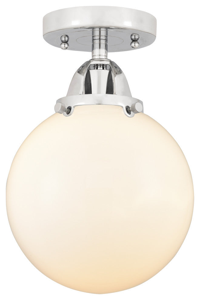 Beacon Semi-Flush Mount, Polished Chrome, Matte White, Matte White