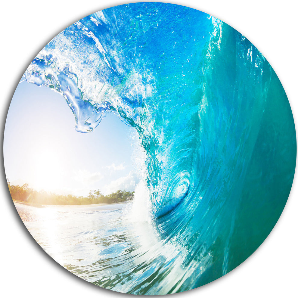 Blue Waves Arch, Seascape Photo Round Wall Art, 36"