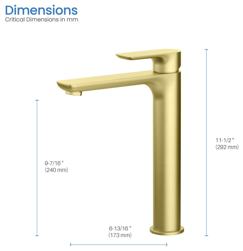 Tender-T Single Handle Bathroom Vessel Sink Faucet, Brushed Gold
