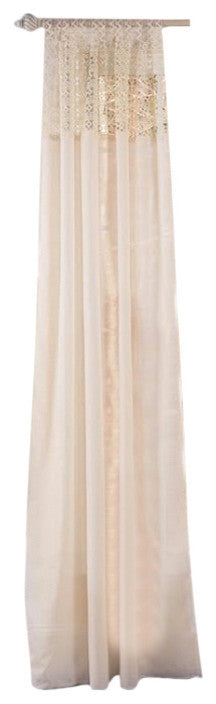 Juliette Crochet Tab Top Sheer Window Panel, Ivory, 52''x108''