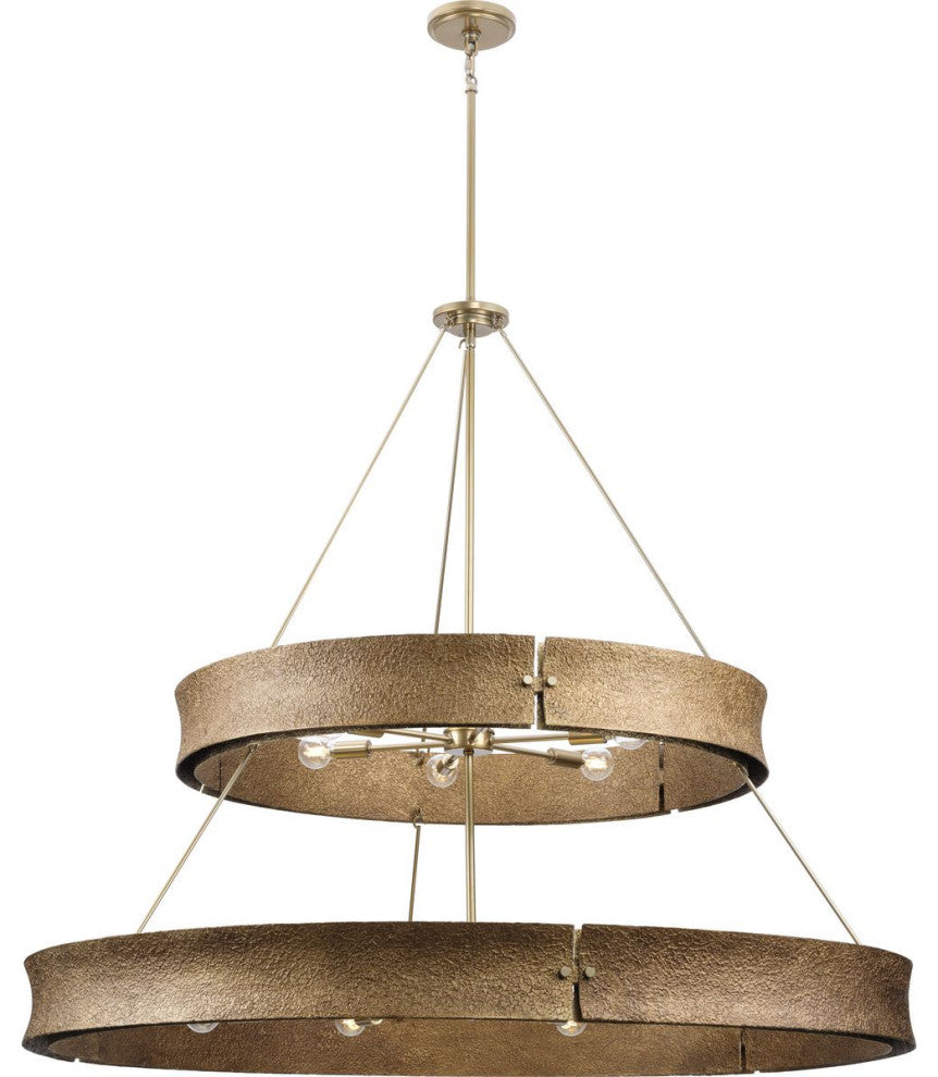 Lusail Collection Soft Gold Luxe Industrial Chandelier, 13-Light