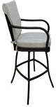 Outdoor Patio Swivel Bar Stool Ofir with Arms, White Linen - Black, 30"