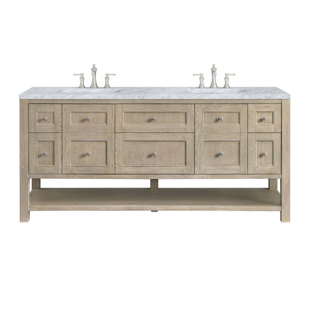 Breckenridge 72" Double Vanity, Oak, 3 CM Carrara White Marble Top