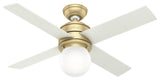 Hunter 44" Hepburn Modern Brass Ceiling Fan With Light Kit and Wall Control