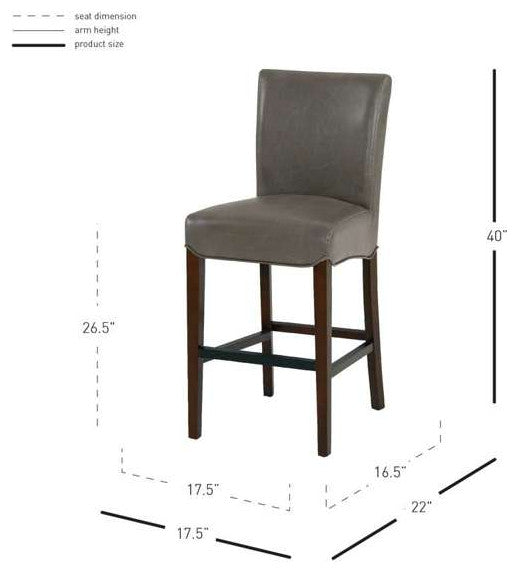 Milton Fabric Stool, Vintage Gray, Counter Stool, Bonded Leather