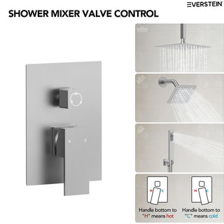 Dual Heads 3-Functions Shower System with Pressure Balancing Rough-In Valve, Brushed Nickel
