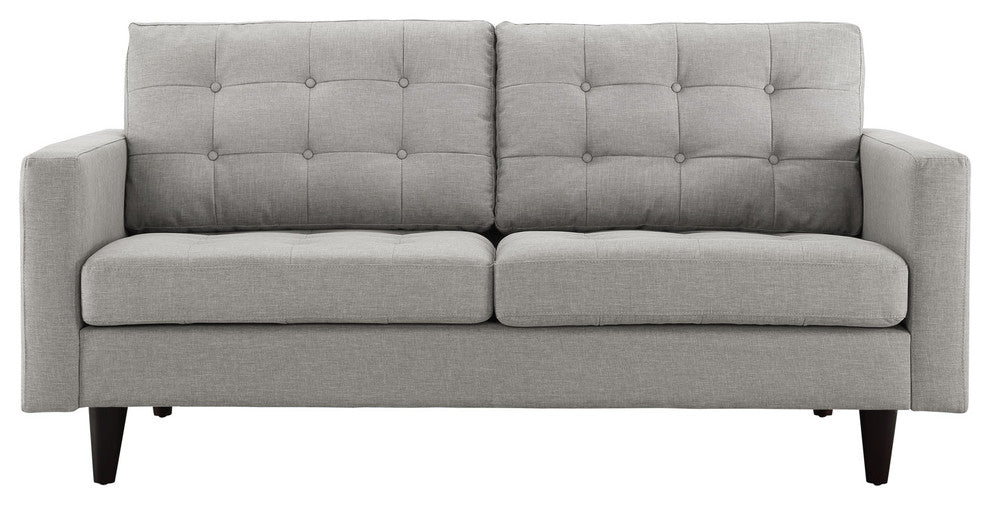 Modern Contemporary Loveseat, Grey Fabric