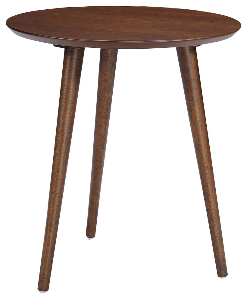 GDF Studio Evangeline Finished Wood End Table With Faux Wood Overlay, Natural Walnut