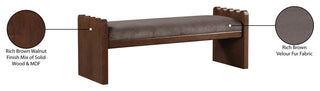 Sonia Upholstered Bench, Brown, Velour Fur Fabric, Brown Finish