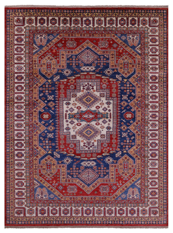 8' 2" X 10' 10" Super Kazak Hand Knotted Wool Rug Q9516