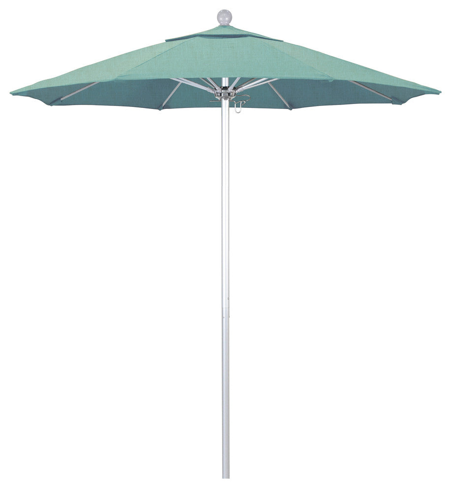 7.5' Silver Push Lift Aluminum Umbrella, Sunbrella, Spa