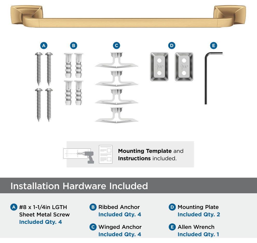 Amerock Highland Ridge Transitional Towel Bar, Champagne Bronze, 18" Center-to-C