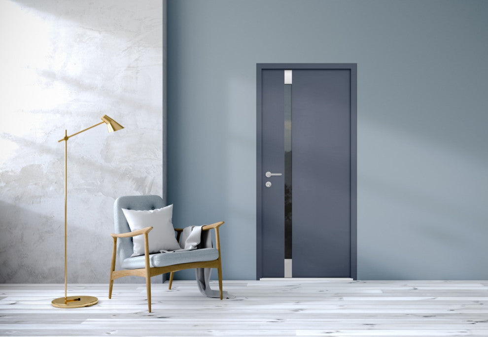 Exterior Entry Front Steel Door /Cynex 6777 Grey /32x80 Left Outswing