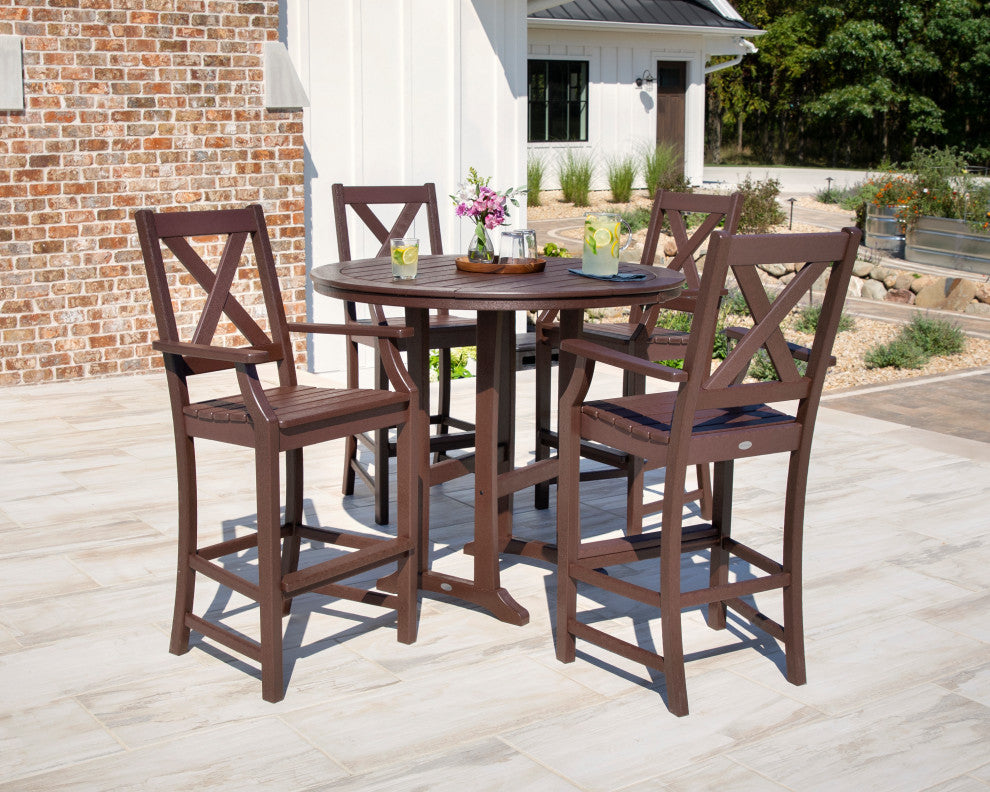Braxton 5-Piece Nautical Trestle Arm Chair Bar Set, Green