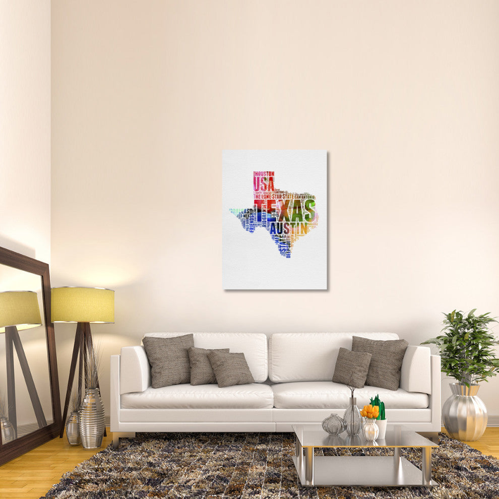 "Texas Watercolor Word Cloud" Fine Art Print