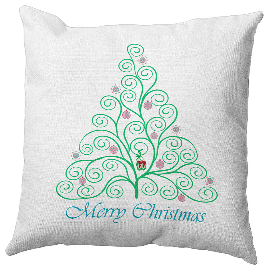 Decorated Filigree Tree Accent Pillow, Bright Green, 18"x18"