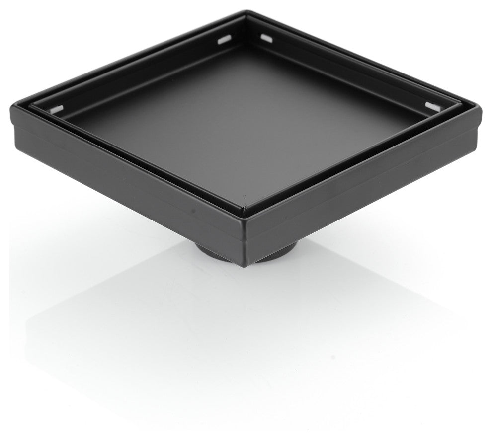 6 Inch 304 Stainless Steel Square Linear Shower Floor Drain in Matt Black