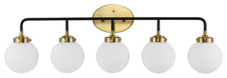 Caleb 38" 5-Light Contemporary Transitional Iron/Glass LED Vanity Light