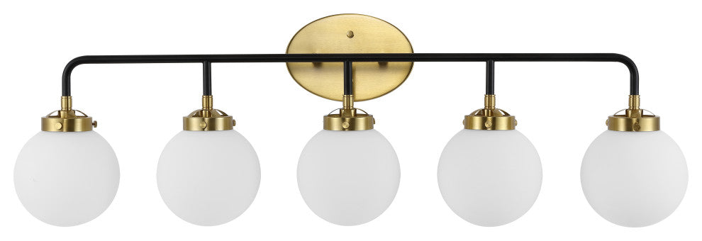 Caleb 38" 5-Light Contemporary Transitional Iron/Glass LED Vanity Light