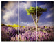 "Green Tree in Lavender Field" Metal Wall Art, 3 Panels, 36"x28"