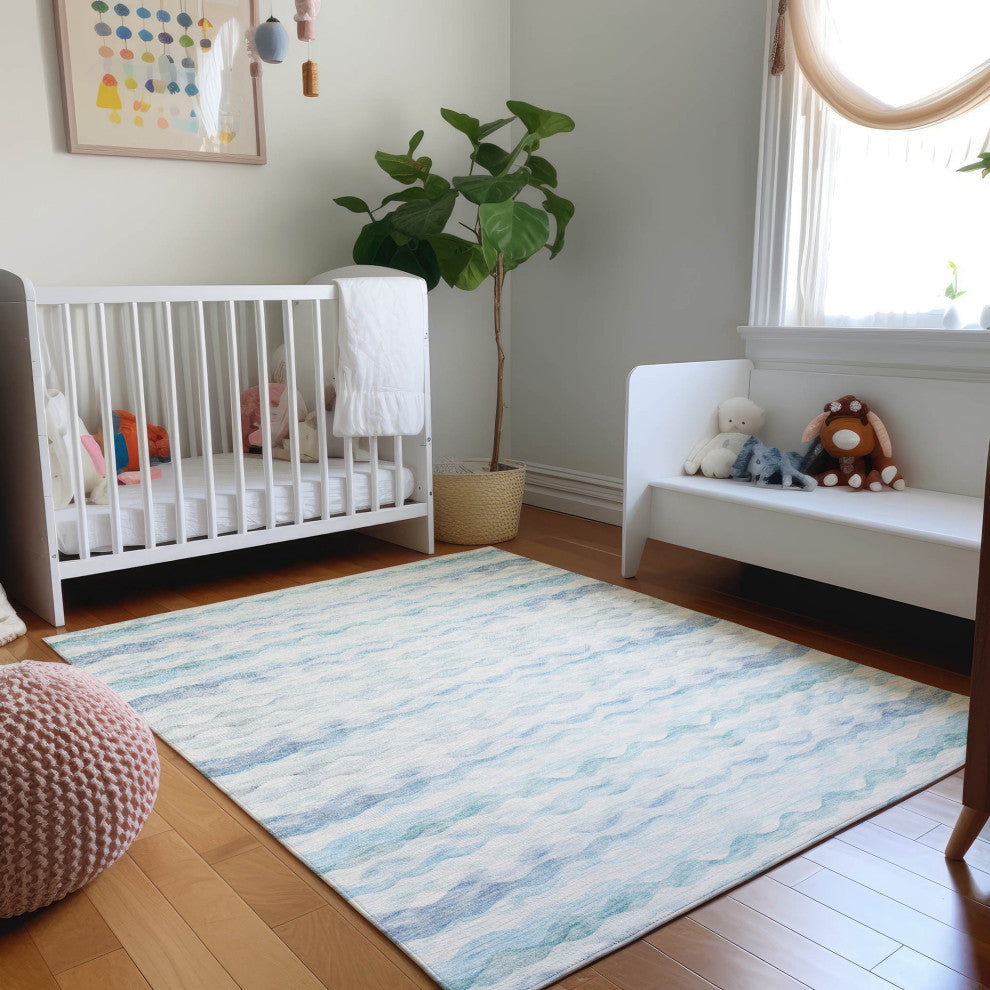 Addison Premium Washable Mayfield AMF195 Blue 2'6" x 3'10" Rug