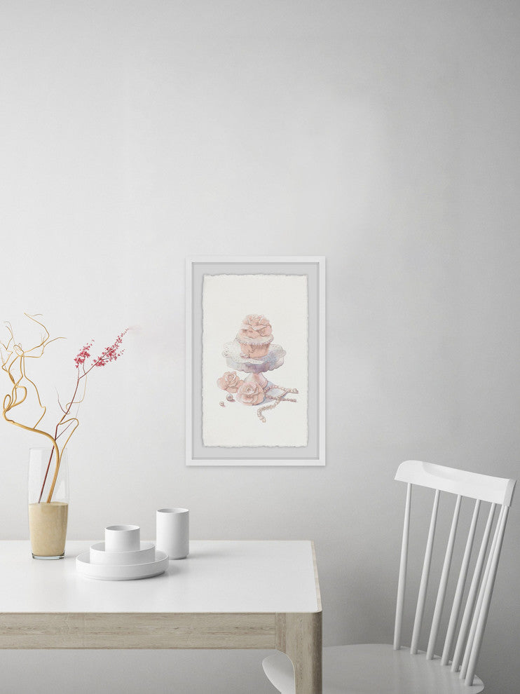 "Fancy Pink Cupcake" Framed Painting Print, 24"x36"