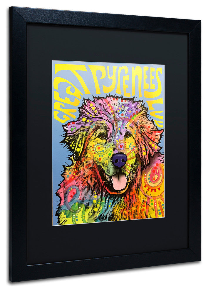 Dean Russo 'Great Pyrenees' Art, Black Frame, Black Matte, 20"x16"