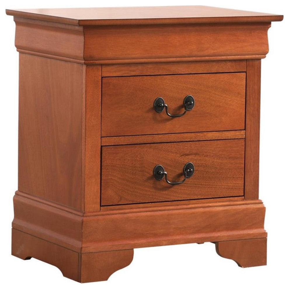 Glory Furniture Louis Phillipe 2 Drawer Nightstand in Oak