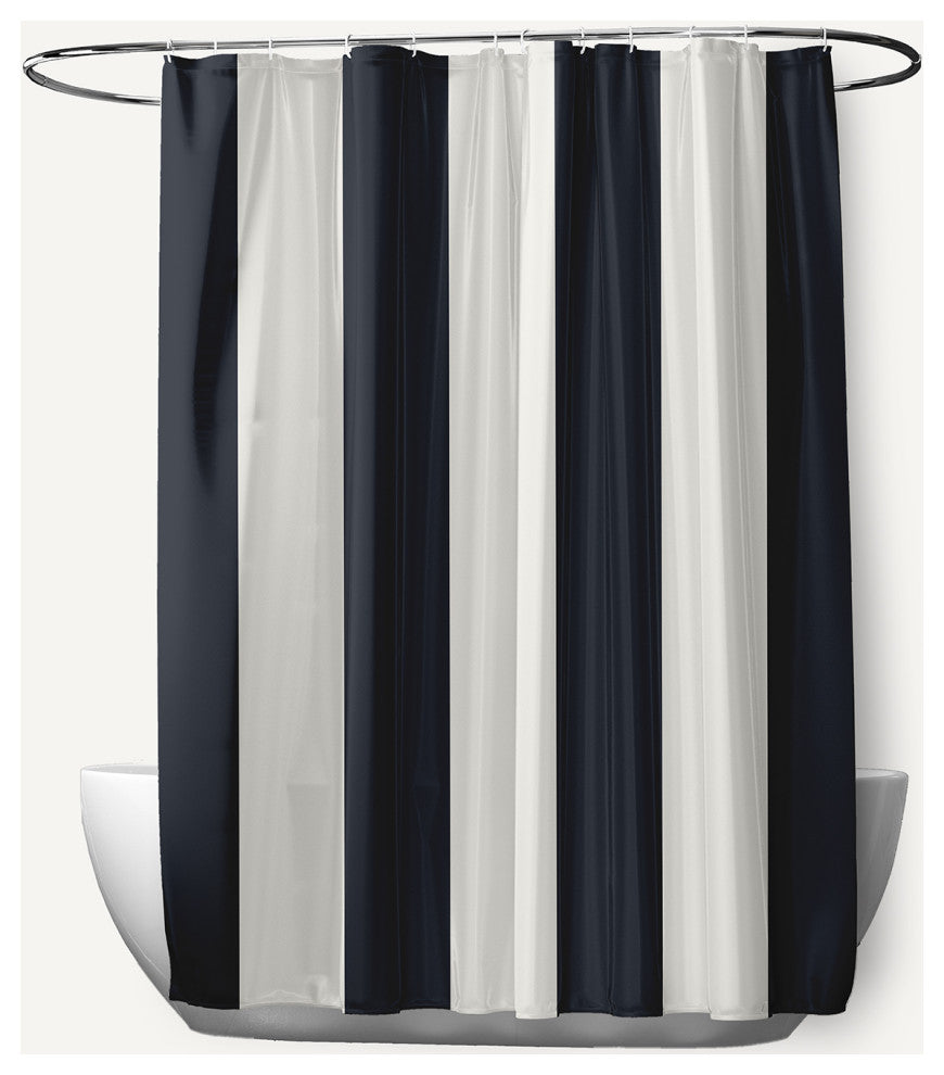 Graduated Stripe Shark Blue 70" w x 73" h Shower Curtain