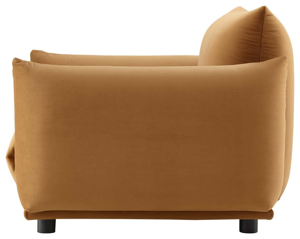 Armchair Accent Chair, Velvet, Brown, Modern, Living Lounge Hotel Hospitality
