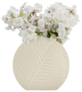 Ceramic 11" Round Botanical Vase, Cotton
